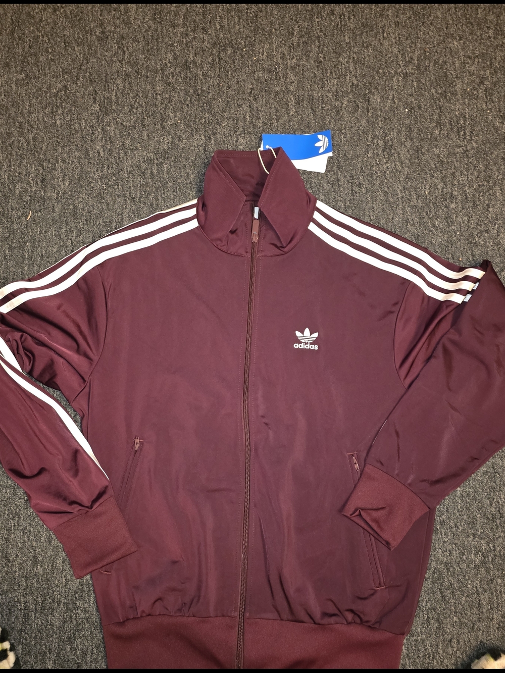 Firebird adidas Maroon Track Jacket with White 3-Stripes
